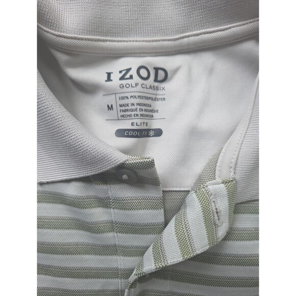 IZOD Polo Shirt Men's Gray Striped Golf Classix Classic Pullover Activewear - Picture 3 of 8
